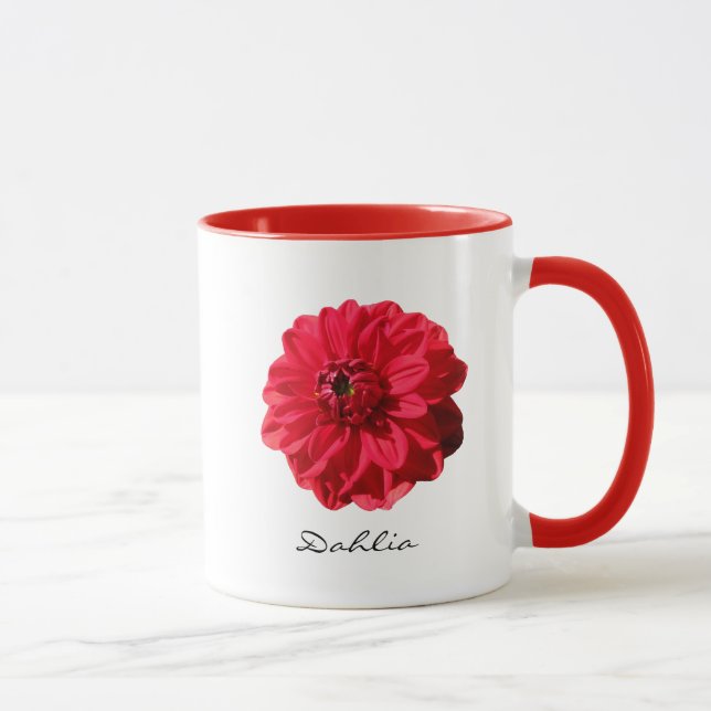 Blumen-rotes Dahlie-Garten-Foto Tasse (Rechts)