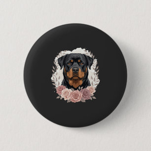 Blumen-Rottweiler-Hundeporträt-Sublimation Button