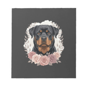 Blumen-Rottweiler-Hundeporträt-Sublimation Notizblock