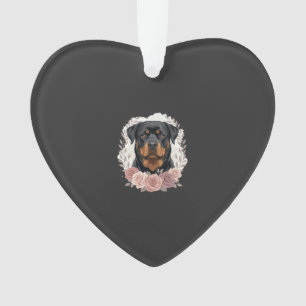 Blumen-Rottweiler-Hundeporträt-Sublimation Ornament