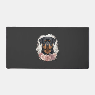 Blumen-Rottweiler-Hundeporträt-Sublimation Schreibtischunterlage