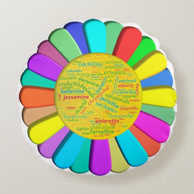 Blumen Rundes Kissen (Vorderseite)