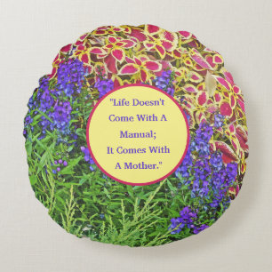 Blumen-Rundkissen zum Muttertag "Karte" Rundes Kissen