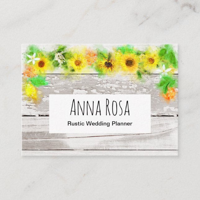Blumen-rustikale alte Vintage hölzerne Visitenkarte (Vorderseite)