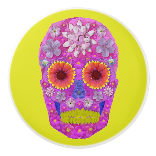 Blumen-Schädel 2 Keramikknauf (Vorderseite)