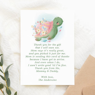 Blumen-Schildkröten-Baby-Party Dankeskarte