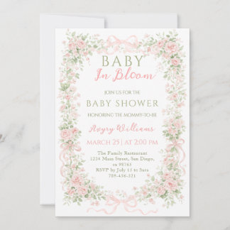 Blumen-Schleife Baby in Blüte Mädchen Baby-Party Einladung