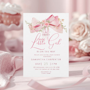 Blumen-Schleife Elegante Blumenmädchen-Baby-Party Einladung