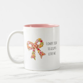 Blumen-Schleife-Kaffeetasse | Süßes botanisches Ge Zweifarbige Tasse