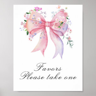 Blumen-Schleifen-Baby-Party - Geschenke Poster