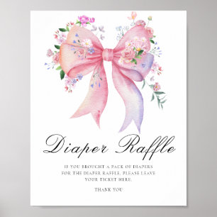 Blumen-Schleifen-Baby-Party - Windel-Raffle-Poster Poster
