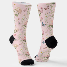 Blumen-Schmetterling-Aquarell-Socken Socken