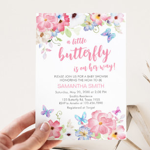 Blumen-Schmetterling-Baby-Party Einladung
