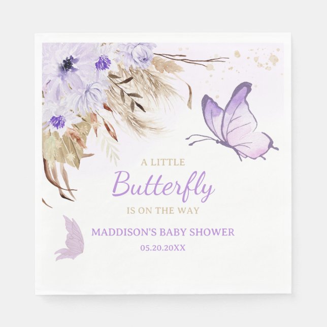 Blumen-Schmetterling-Baby-Party  Serviette (Vorderseite)