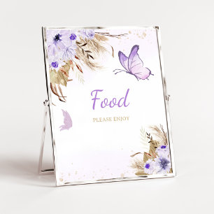 Blumen-Schmetterling-Baby-Shower-Essensschild Poster