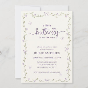 Blumen-Schmetterling-Babyshower mit floraler Schle Einladung