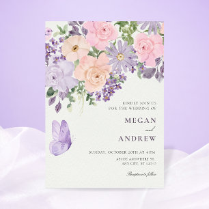 Blumen-Schmetterling-Hochzeit Einladung