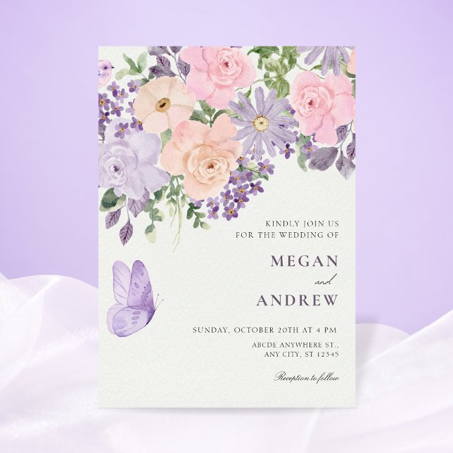 Blumen-Schmetterling-Hochzeit Einladung (Von Creator hochgeladen)