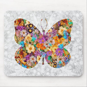 Blumen-Schmetterling im Vintage-Stil-Mauspad Mousepad