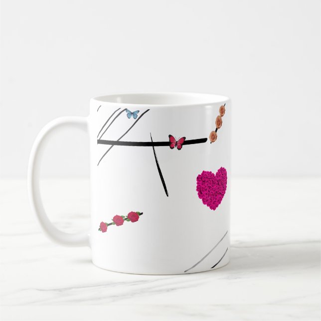Blumen Schmetterling Kaffeetasse (Links)