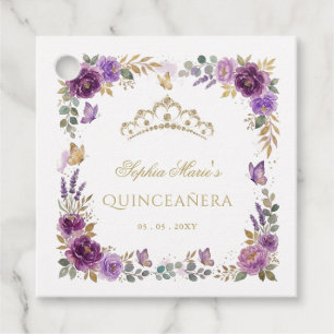 Blumen-Schmetterling Lila Gold Tiara Quinceañera Geschenkanhänger