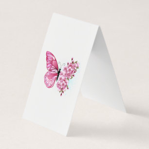 Blumen-Schmetterling mit rosa Sakura Visitenkarten