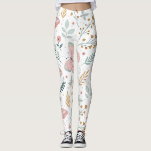 Blumen-Schmetterling-Pastell-Garten-Botanik-Elegan Leggings