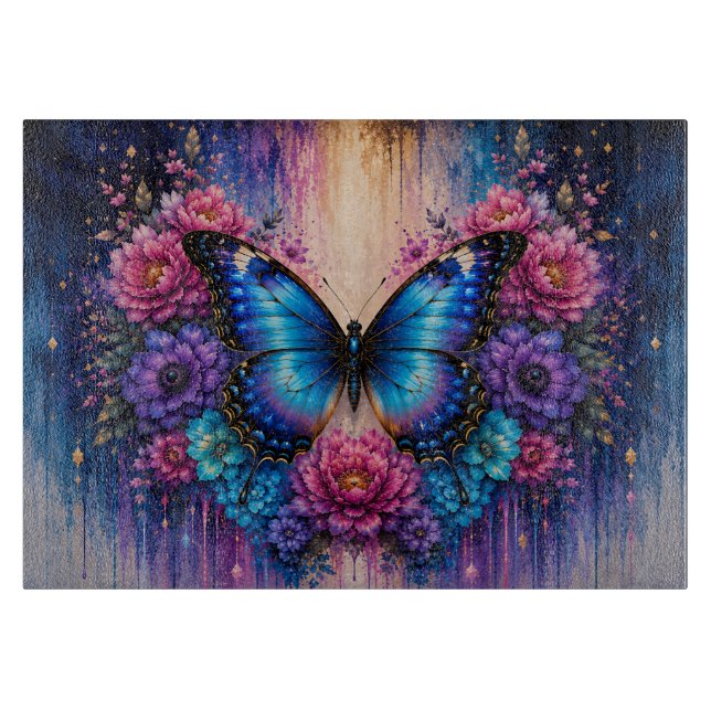 Blumen Schmetterling Schneidebrett (Vorderseite)