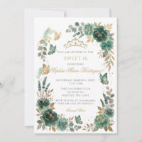 Blumen-Schmetterling-Smaragd-Gold-Tiara Sweet 16