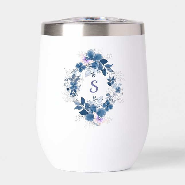 Blumen-Schmetterling-Stemless-Weinbecher (Vorderseite)