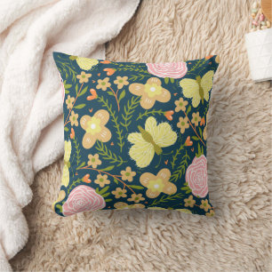 Blumen-, Schmetterling- und Glamour-nahtlose Elega Kissen