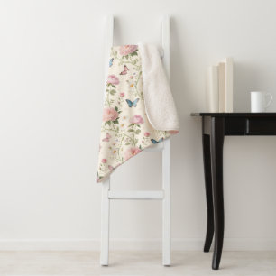 Blumen-Schmetterling-Wasserfarben-Decke Sherpadecke