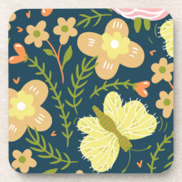 Blumen, Schmetterlinge und Glamour Nahtlos elegant Getränkeuntersetzer