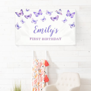 Blumen-Schmetterlings-Geburtstag Banner