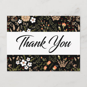 Blumen Schwarz-Weiß Dankeschön Botanische Blumen Postkarte