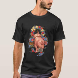 Blumen-Schwein-Charm T-Shirt