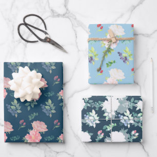 Blumen-Set mit 3 Teilen Geschenkpapier Set