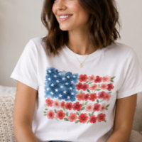 Blumen-Shirt mit amerikanischer Flagge