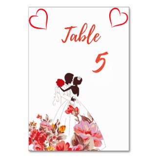 Blumen-Silhouette-Hochzeitstisch-Nummer Tischnummer