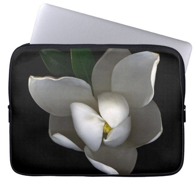 Blumen | Single White Magnolia Blossom Laptopschutzhülle (Vorderseite)
