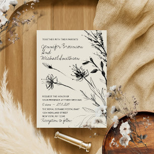 Blumen Skizze Botanisch Hand gezeichnet retro Papi Einladung