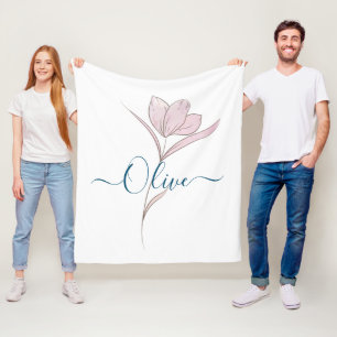 Blumen-Skizze-Wasserfarbe-Personalisierte-Fleece-D Fleecedecke