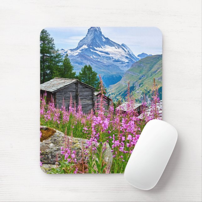 Blumen | Sommermatterhorn Schweiz Mousepad (Mit Mouse)