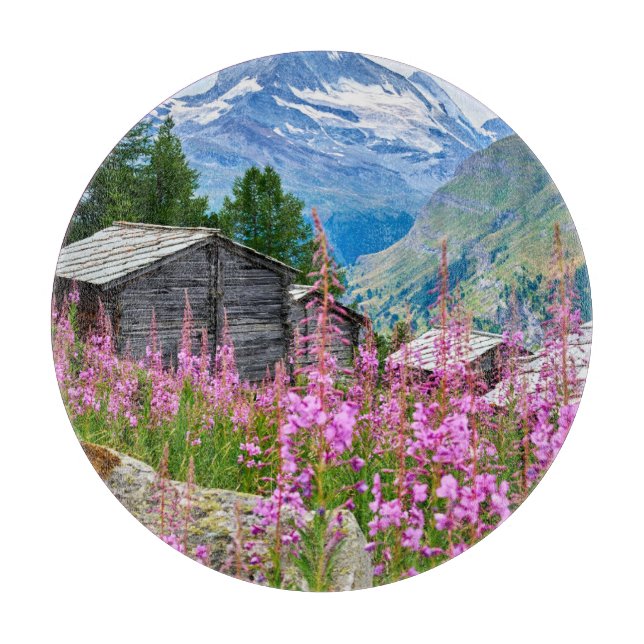 Blumen | Sommermatterhorn Schweiz Schneidebrett (Vorderseite)