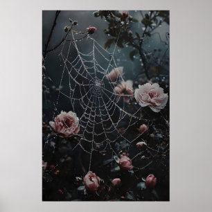 Blumen-Spinnennetz-Druck, Blumen im Spinnennetz-Dr Poster