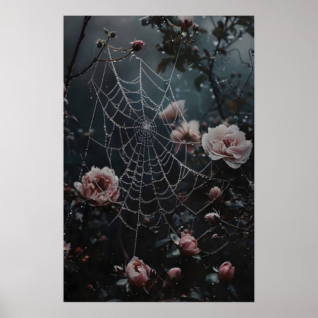 Blumen-Spinnennetz-Druck, Blumen im Spinnennetz-Dr Poster (Vorne)