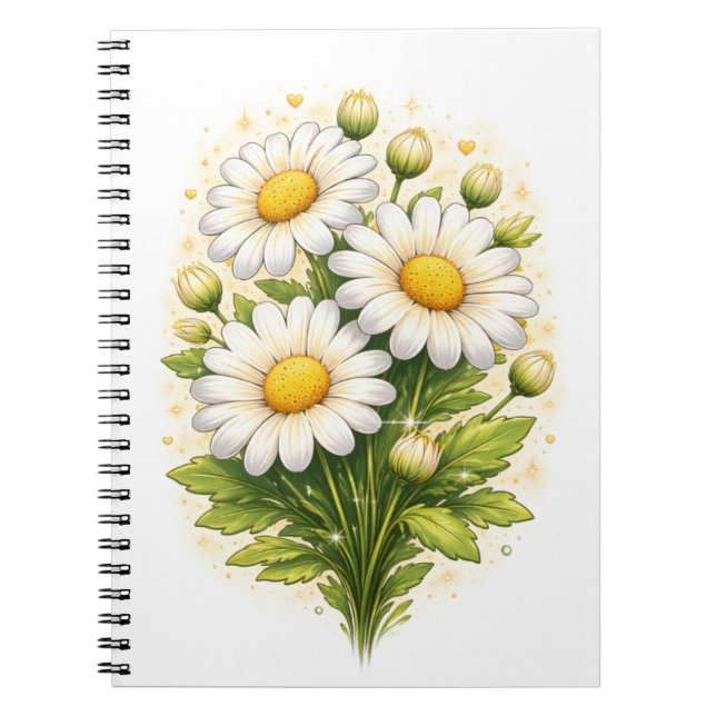Blumen-Spiralblock mit Gänseblümchen Notizblock (Vorderseite)