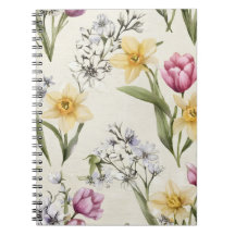 Blumen Spiralblock | Vintage Botanische Blume