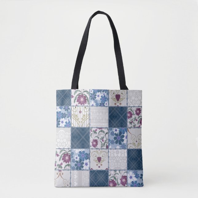 Blumen-Spitze: Nahtloser Patchwork-Hintergrund. (Vorderseite)