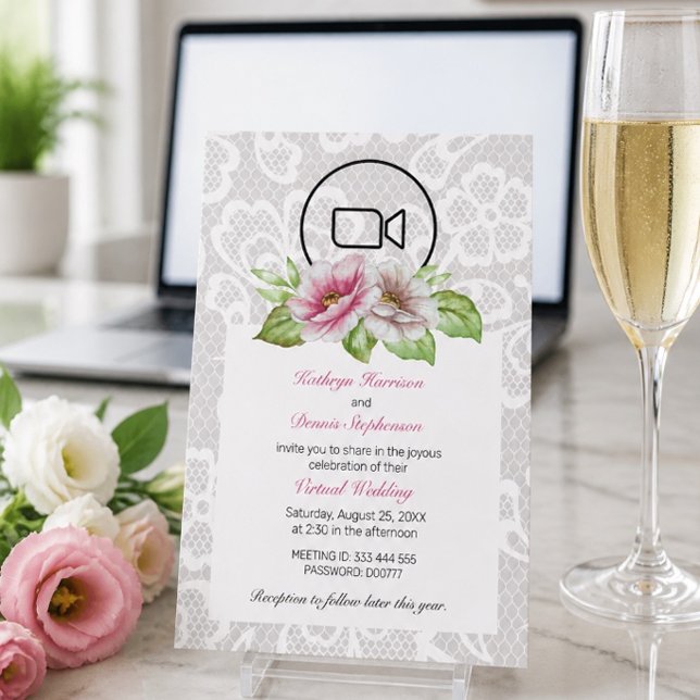 Blumen & Spitzen Virtual Wedding Einladung (Von Creator hochgeladen)